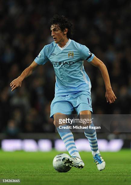 Stefan Savic of Manchester City in action during the Carling Cup Quarter Final match between Arsenal and Manchester City at Emirates Stadium on...