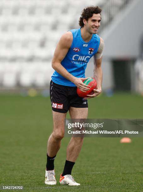 Max King of the Saints in action during the St Kilda Saints training session at RSEA Park on June 30, 2023 in Melbourne, Australia.