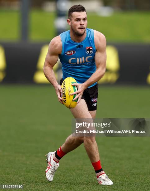 Brad Crouch of the Saints in action during the St Kilda Saints training session at RSEA Park on June 30, 2023 in Melbourne, Australia.