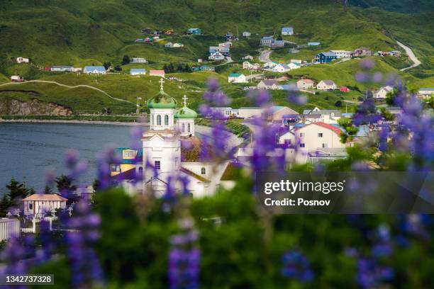russian orthodox church at unalaska - aleutian islands stock pictures, royalty-free photos & images