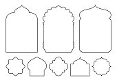 Set of oriental style windows and arches