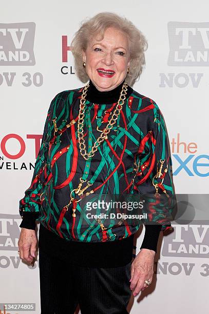 Betty White attends the TV Land holiday premiere party for "Hot in Cleveland" & "The Exes" at SD26 on November 29, 2011 in New York City.