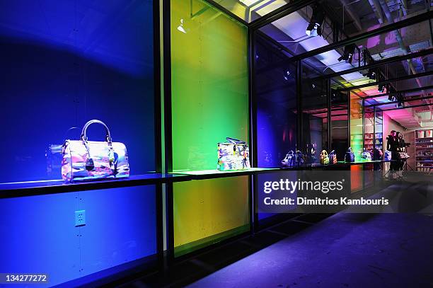 General view of the atmosphere at the Dior pop-up shop featuring Anselm Reyle for Dior at Miami Design District on November 29, 2011 in Miami City.