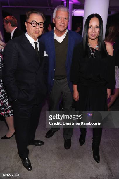Michael Chow, Larry Gagosian and Eva Chow attend the Dior pop-up shop featuring Anselm Reyle for Dior at Miami Design District on November 29, 2011...