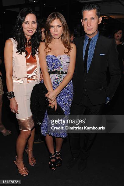 Wendi Murdoch, Dasha Zhukova and W magazine Editor-in-Chief Stefano Tonchi attends the Dior pop-up shop featuring Anselm Reyle for Dior at Miami...