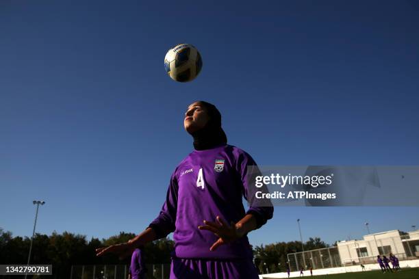 Melika Motevalli of Iranian Football National team during the the first training session of the Iranian women's national football team after...