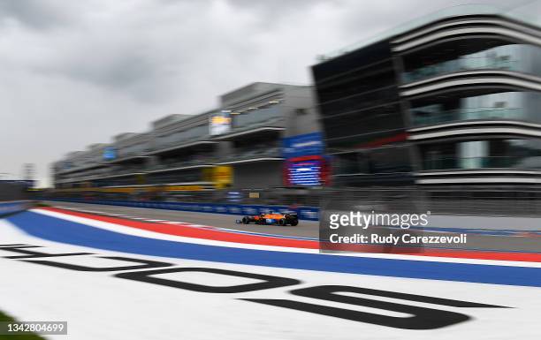 Daniel Ricciardo of Australia driving the McLaren F1 Team MCL35M Mercedes during the F1 Grand Prix of Russia at Sochi Autodrom on September 26, 2021...