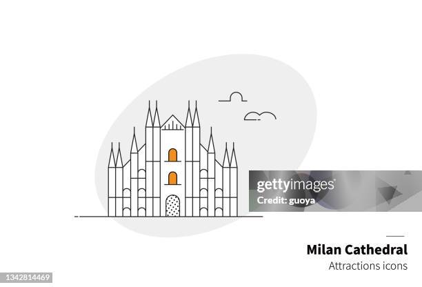 illustrazioni stock, clip art, cartoni animati e icone di tendenza di duomo di milano, attrazione turistica italiana. - cattedrale