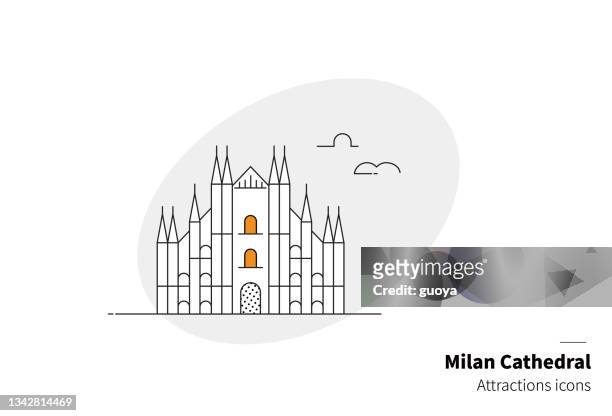 ミラノ大聖堂、イタリアの観光名所。 - 大聖堂点のイラスト素材／クリップアート素材／マンガ素材／アイコン素材