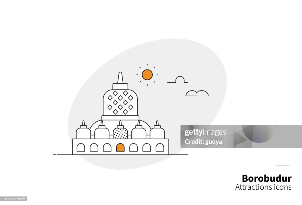 Borobudur, tourist attraction in Indonesia.