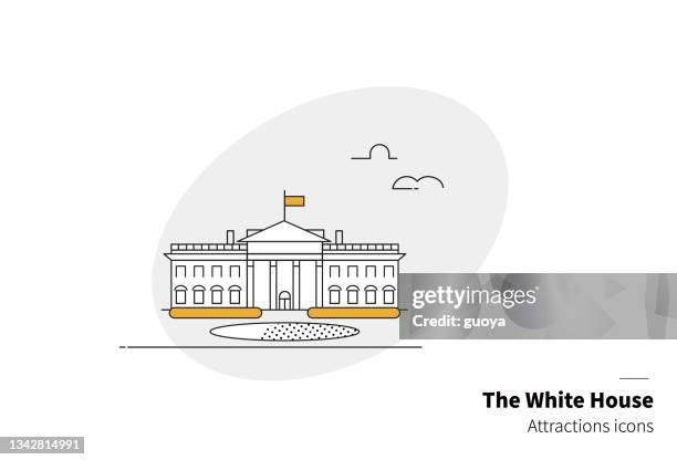 ilustrações, clipart, desenhos animados e ícones de a casa branca, um edifício de referência americano, a residência oficial do presidente dos estados unidos. - casa branca washington dc