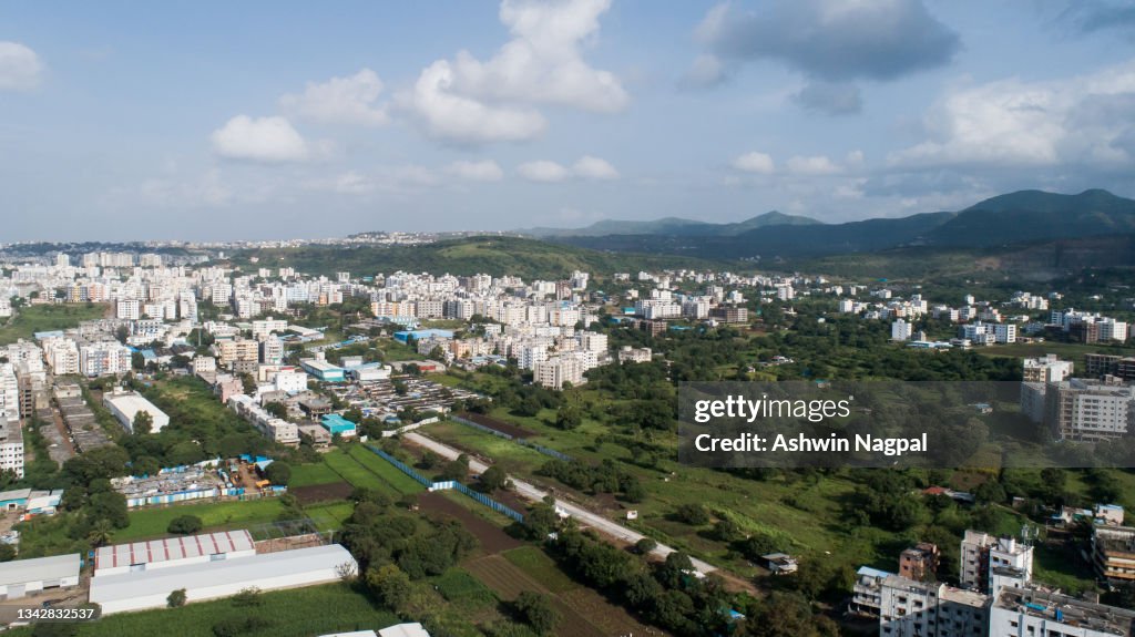 Aerial shot of cityscape and nature