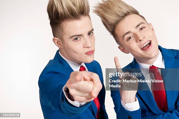 John Grimes and Edward Grimes of 'Jedward' pose during a portrait session on June 4, 2011 in Mainz, Germany.