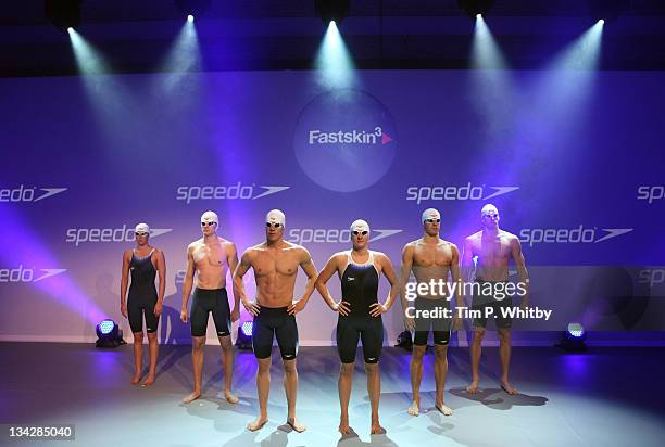 Olympic athletes Georgia Hohmann, Christian Vom Lehn, Fabio Scozzoli, Rebecca Adlington, Rafa Munoz and Adam Brown pose for a picture during the...