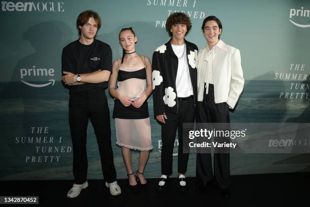 Christopher Briney, Lola Tung, Gavin Casalegno and Sean Kaufman at the season 2 premiere of "The Summer I Turned Pretty" held at Mr. Purple on June...