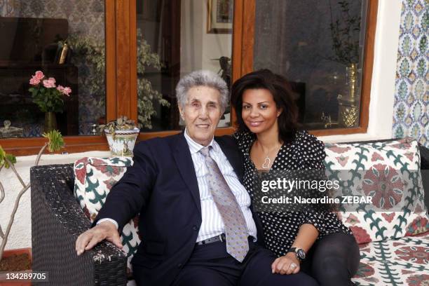 Portrait of Ahmed Ben Bella, first president of Algeria , and his stepdaughter Mahdia during a photocall held on June 9, 2011 in Alger in Algeria.