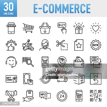 E-Commerce - Thin line vector icon set. Pixel perfect. For Mobile and Web. The set contains icons: E-commerce, Online Shopping, Shopping, Delivering, Free Shipping, Store, Internet, Wish List, Shopping Cart, Shopping Bag, Supermarket E-Commerce - Thin line vector icon set. Pixel perfect. For Mobile and Web. The set contains icons: E-commerce, Online Shopping, Shopping, Delivering, Free Shipping, Store, Internet, Wish List, Shopping Cart, Shopping Bag, Supermarket