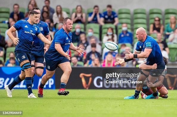 Edward Ruddock Rhys Ruddock of Leinster gets the ball away to Edward Byrne of... News ...