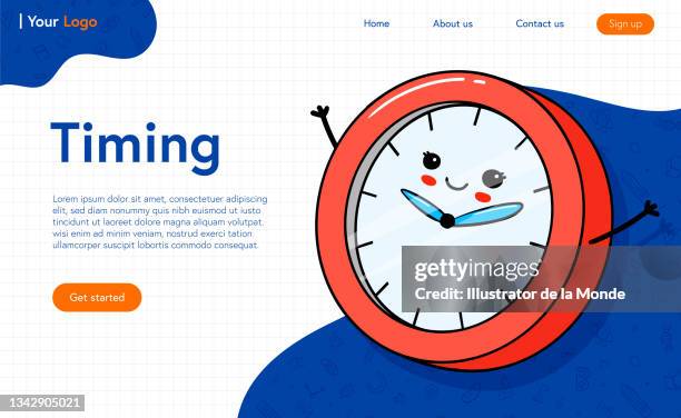 timing flat style illustration - train clock stock illustrations