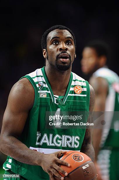 Ty Lawson, #4 of Zalgiris Kaunas in action during the 2011-2012 Turkish Airlines Euroleague Regular Season Game Day 7 between Zalgiris Kaunas v...