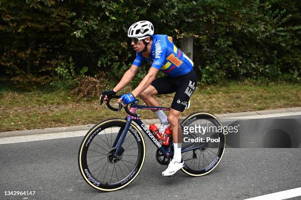 Rigoberto Uran of Colombia competes during the 94th UCI Road World Championships 2021 - Men Elite Road Race a 268,3km race from Antwerp to Leuven /...