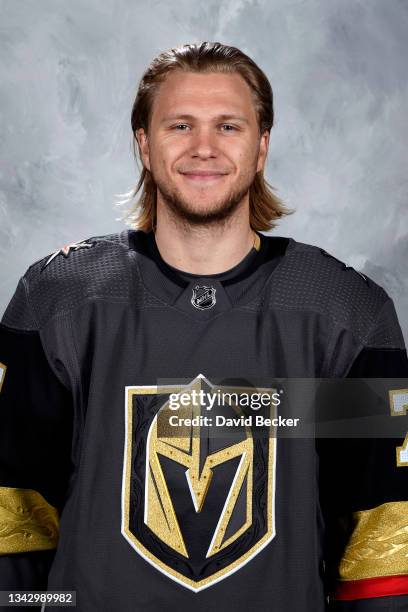 U2013 SEPTEMBER 22: William Karlsson of the Vegas Golden Knights poses for his official headshot for the 2021-2022 season on September 22, 2021 at...