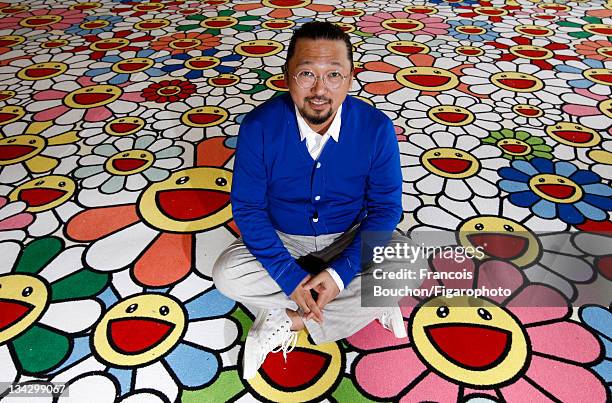 Artist Takashi Murakami is photographed at his installation in Versailles for Le Figaro Magazine on September 7, 2010 in Versailles, France....