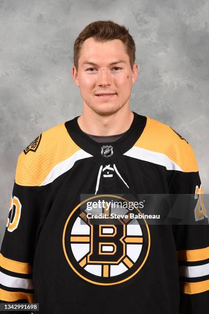 Curtis Lazar of the Boston Bruins poses for his official headshot for the 2021-2022 season on September 24, 2021 at WGBH in Boston, Massachusetts.