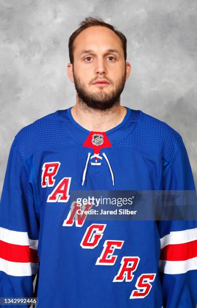Anthony Bitetto of the New York Rangers poses for his official headshot for the 2021-2022 season on September 22, 2021 in White Plains, New York.