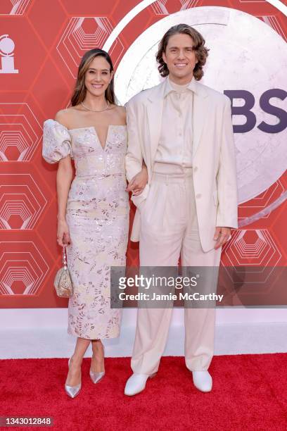 Ericka Hunter and Aaron Tveit attend the 74th Annual Tony Awards at Winter Garden Theater on September 26, 2021 in New York City.