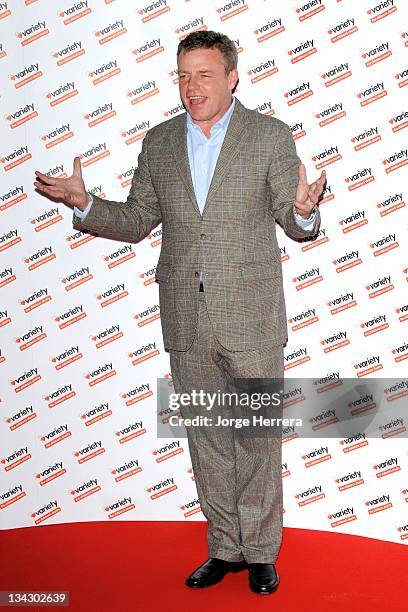 Suggs arrives at the Hidden Gems Photography Gala Auction in aid of Variety Club the Children's Charity at the St Pancras Renaissance Hotel on...