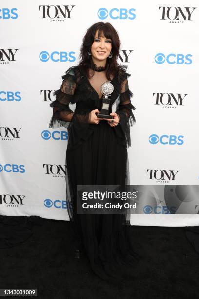 Diablo Cody, winner of the award for Best Book of a Musical for "Jagged Little Pill," poses in the press room during the 74th Annual Tony Awards at...