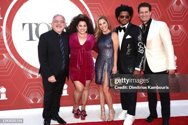 Marc Shaiman, Marissa Jaret Winokur, Kerry Butler, Chester Gregory and Matthew Morrison attend the 74th Annual Tony Awards at Winter Garden Theater...