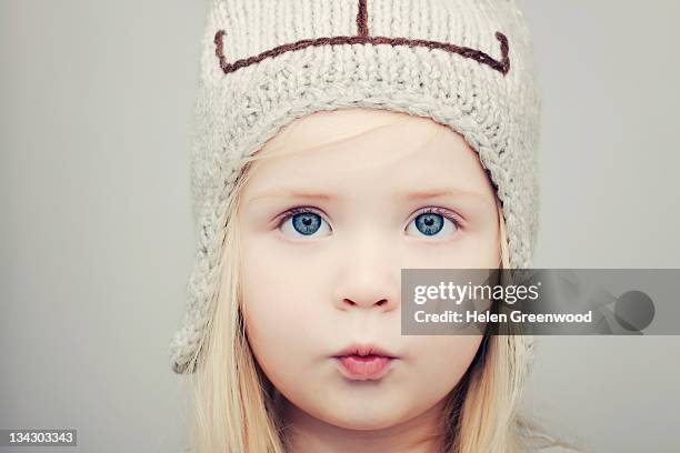 young girl in winter hat - greenwood stock pictures, royalty-free photos & images