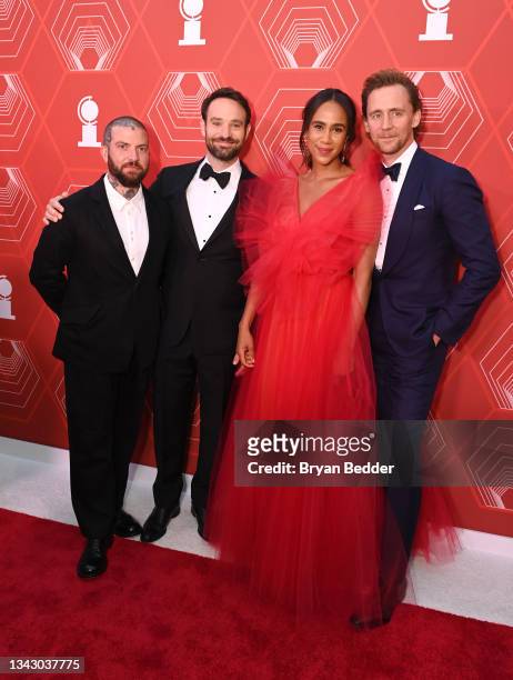 Jamie Lloyd, Charlie Cox, Zawe Ashton and Tom Hiddleston attend the 74th Annual Tony Awards at Winter Garden Theater on September 26, 2021 in New...