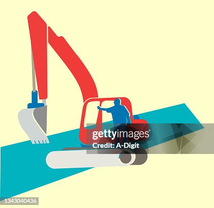 Backhoe Flat Design Backhoe Flat Design