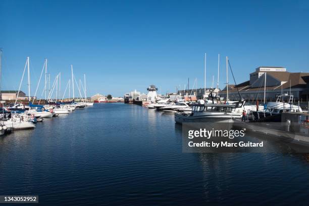 peaceful morning at the marina in summerside, prince edward island, canada - summerside prince edward island stock pictures, royalty-free photos & images
