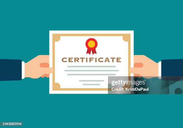 stockillustraties, clipart, cartoons en iconen met certificate - akte