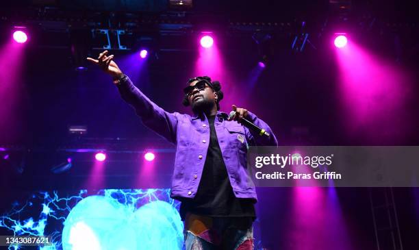 Rapper Wale performs onstage during day 2 of 2021 AfroPunk Atlanta at Atlantic Station Pinnacle on September 26, 2021 in Atlanta, Georgia.