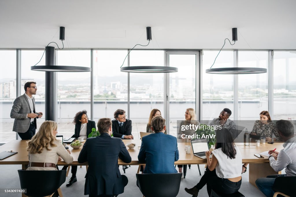 Business meeting in a bright office