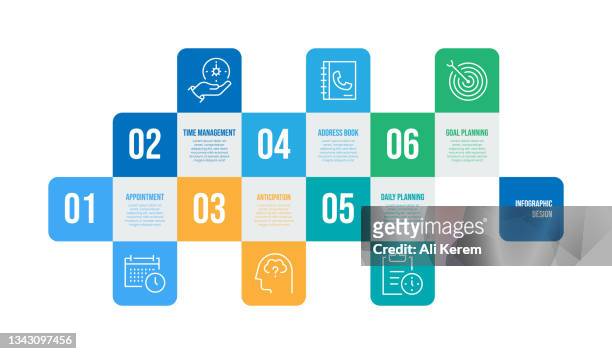 time management infographic design - list infographic stock illustrations
