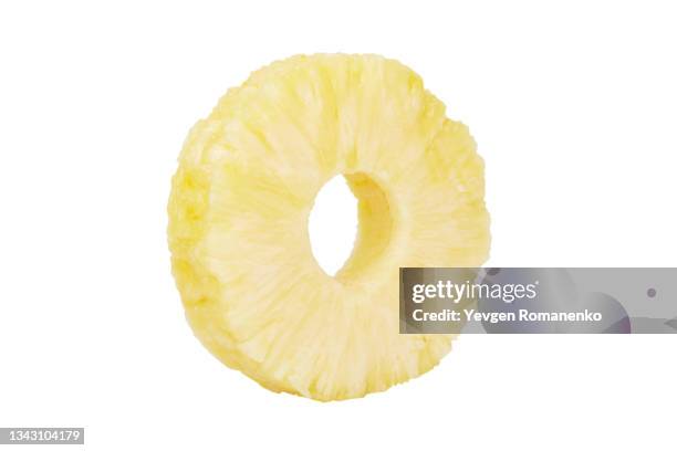 peeled pineapple isolated on white background - pinapple slice stock pictures, royalty-free photos & images