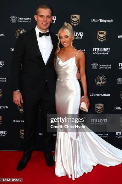 Tom Trbojevic of the Sea Eagles and his partner Kristi Wilkinson attend the NRL 2021 Dally M Awards at the Howard Smith Wharves on September 27, 2021...