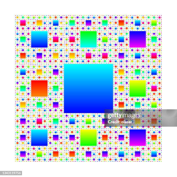 bunte negative sechs ebenen sierpinski teppich fraktal - biological immortality stock-grafiken, -clipart, -cartoons und -symbole