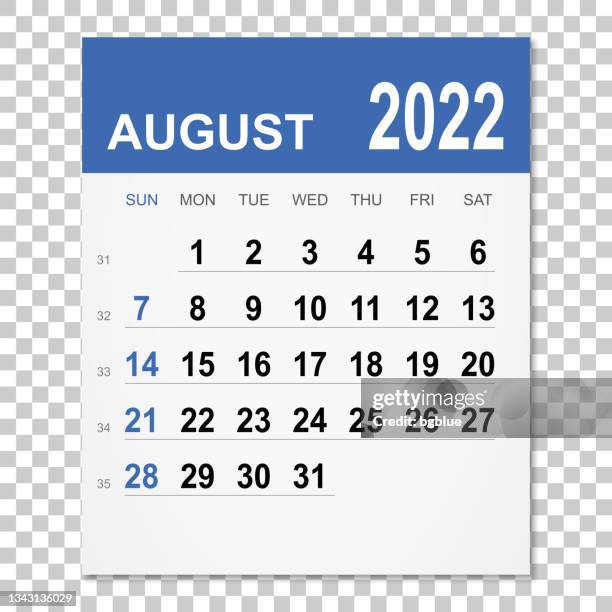 illustrations, cliparts, dessins animés et icônes de calendrier août 2022 - 1 august