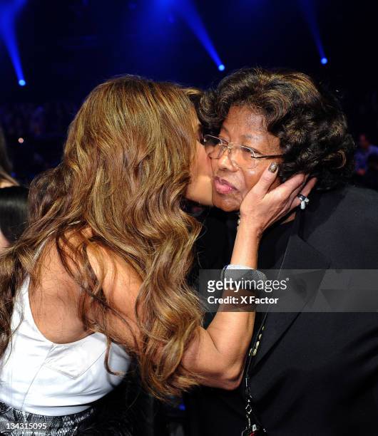 Judge Paula Abdul and Michael Jackson's mother Katherine Jackson in the audience at FOX's "The X Factor" Top 7 Live Performance Show on November 30,...