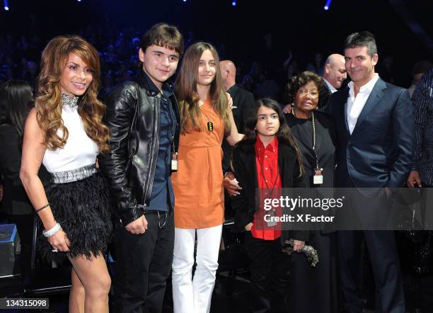 Judge Paula Abdul and Michael Jackson's children Prince Jackson, Paris Jackson and Blanket Jackson, mother Katherine Jackson and judge Simon Cowell...