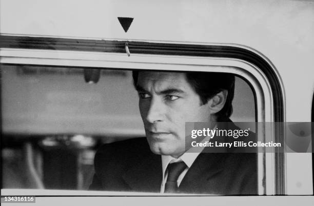 Welsh actor Timothy Dalton on the set of the James Bond film 'The Living Daylights', directed by John Glen, UK, October 1986.