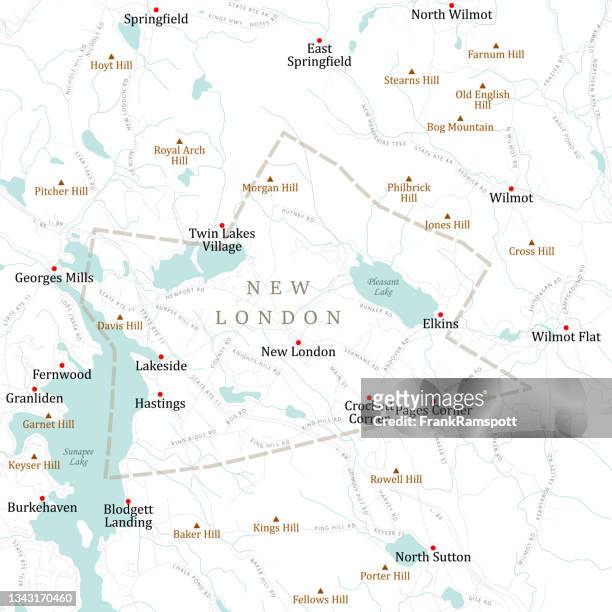 nh merrimack new london vector road map - new hampshire stock illustrations
