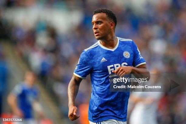 Ryan Bertrand of Leicester City looks on during the Premier League match between Leicester City and Burnley at The King Power Stadium on September...